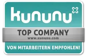 kununu TOP COMPANY: Ein exklusiver Kreis von 4,8% der auf kununu bewerteten Unternehmen haben sich für das „TOP COMPANY“ Siegel qualifiziert.