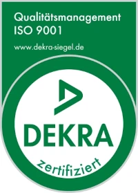 Siegel der DEKRA für die Zertifizierung des Qualitätsmanagements nach ISO 9001